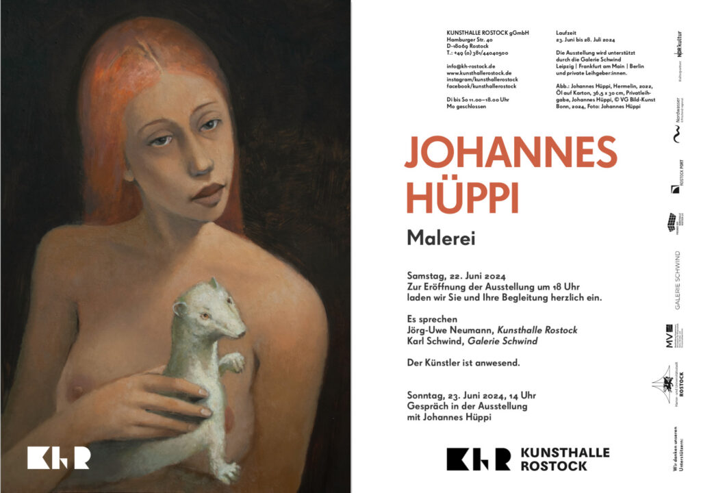 Einladungskarte „Johannes Hüppi – Malerei“, Kunsthalle Rostock, 2024